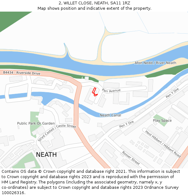 2, WILLET CLOSE, NEATH, SA11 1RZ: Location map and indicative extent of plot