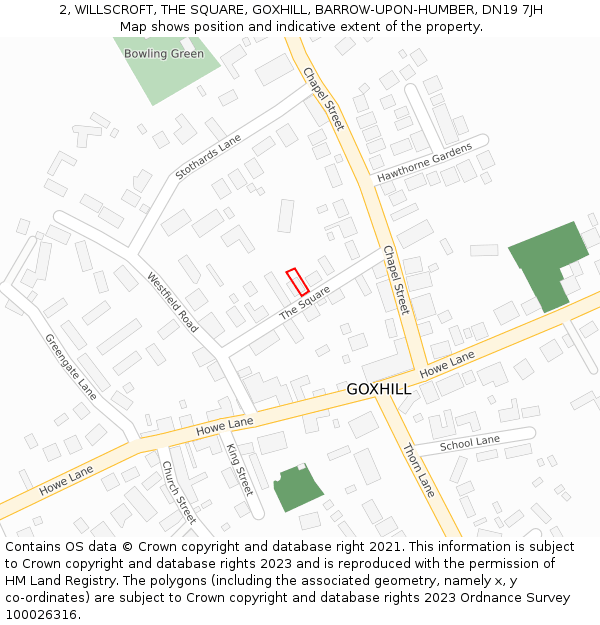 2, WILLSCROFT, THE SQUARE, GOXHILL, BARROW-UPON-HUMBER, DN19 7JH: Location map and indicative extent of plot