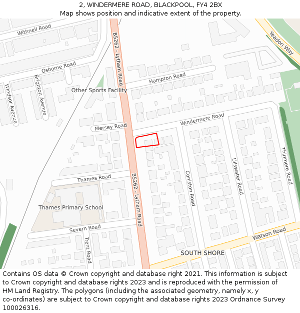 2, WINDERMERE ROAD, BLACKPOOL, FY4 2BX: Location map and indicative extent of plot