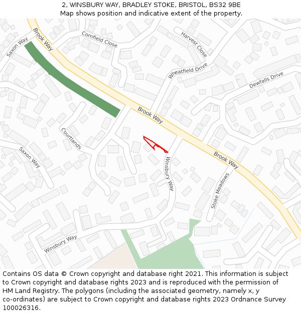 2, WINSBURY WAY, BRADLEY STOKE, BRISTOL, BS32 9BE: Location map and indicative extent of plot