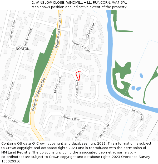 2, WINSLOW CLOSE, WINDMILL HILL, RUNCORN, WA7 6PL: Location map and indicative extent of plot