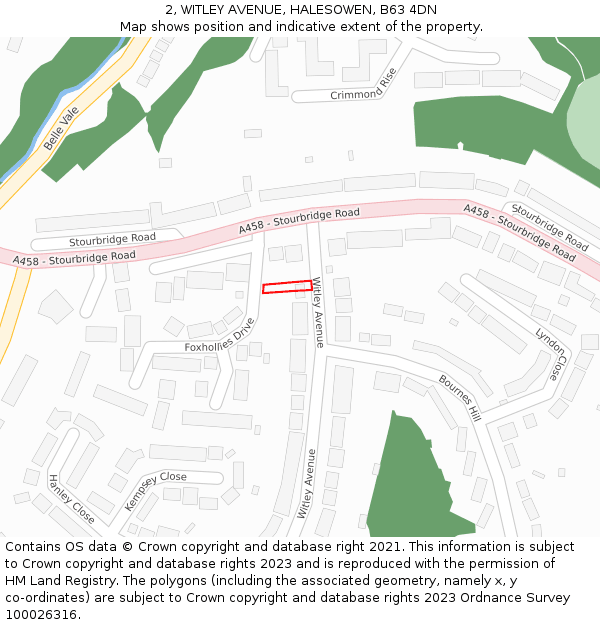 2, WITLEY AVENUE, HALESOWEN, B63 4DN: Location map and indicative extent of plot