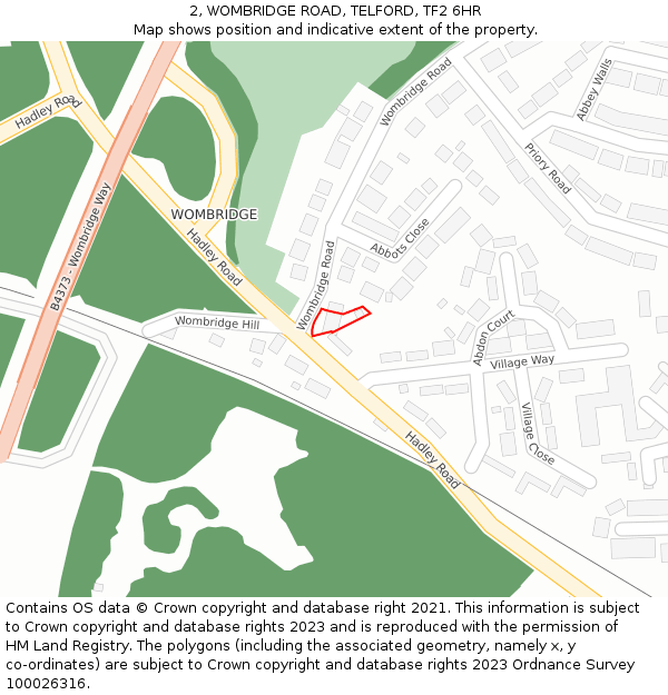 2, WOMBRIDGE ROAD, TELFORD, TF2 6HR: Location map and indicative extent of plot