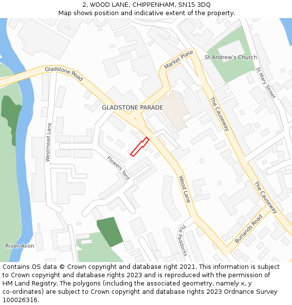 2, WOOD LANE, CHIPPENHAM, SN15 3DQ: Location map and indicative extent of plot