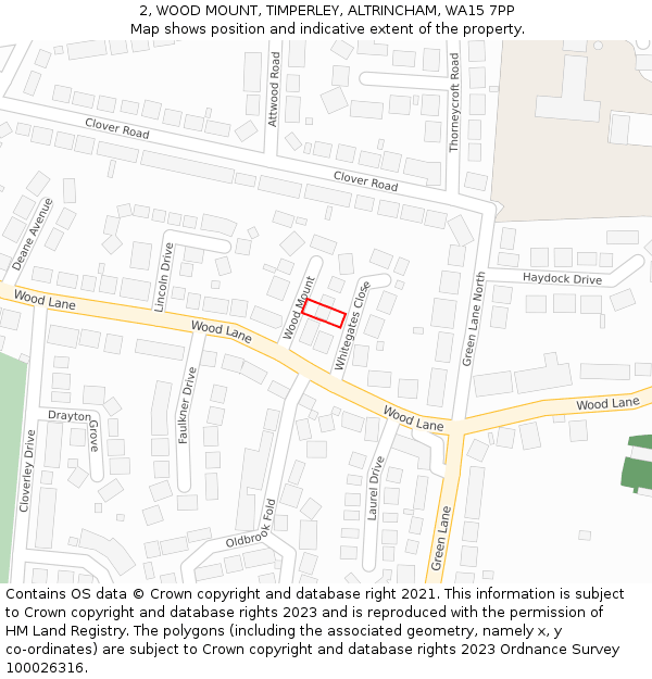 2, WOOD MOUNT, TIMPERLEY, ALTRINCHAM, WA15 7PP: Location map and indicative extent of plot