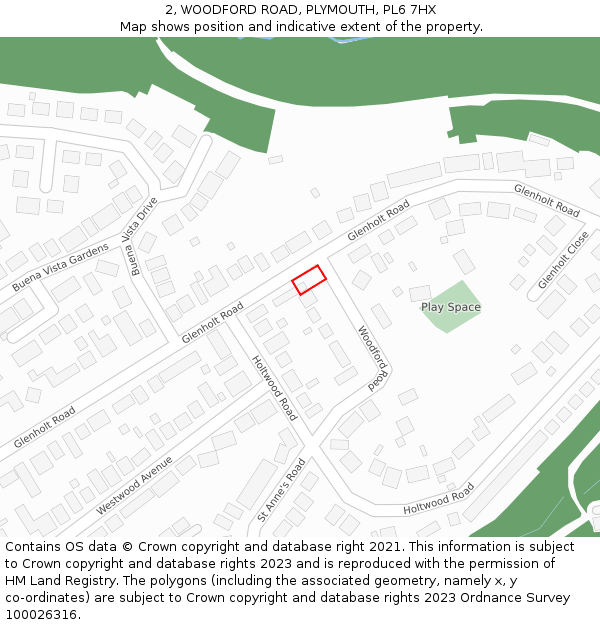 2, WOODFORD ROAD, PLYMOUTH, PL6 7HX: Location map and indicative extent of plot