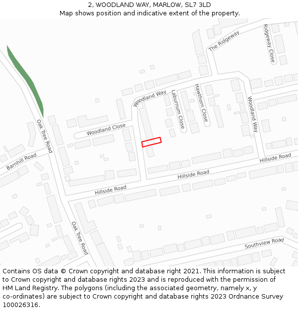 2, WOODLAND WAY, MARLOW, SL7 3LD: Location map and indicative extent of plot