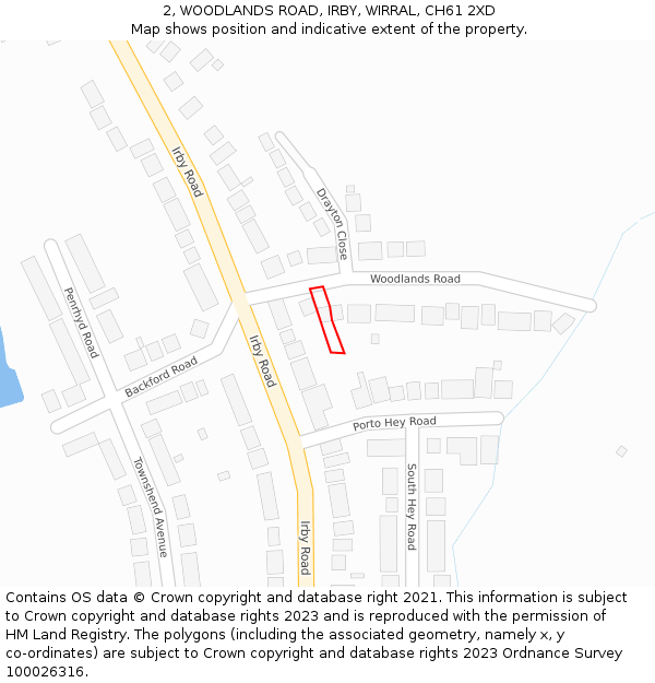 2, WOODLANDS ROAD, IRBY, WIRRAL, CH61 2XD: Location map and indicative extent of plot