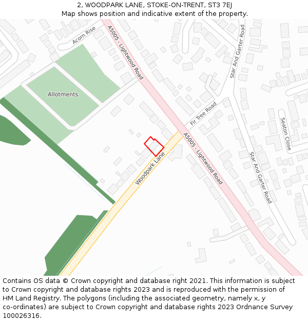 2, WOODPARK LANE, STOKE-ON-TRENT, ST3 7EJ: Location map and indicative extent of plot