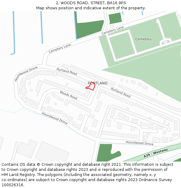 2, WOODS ROAD, STREET, BA16 9PS: Location map and indicative extent of plot