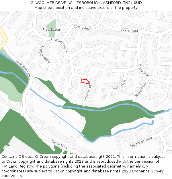 2, WOOLMER DRIVE, WILLESBOROUGH, ASHFORD, TN24 0UD: Location map and indicative extent of plot