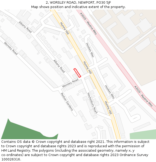 2, WORSLEY ROAD, NEWPORT, PO30 5JF: Location map and indicative extent of plot