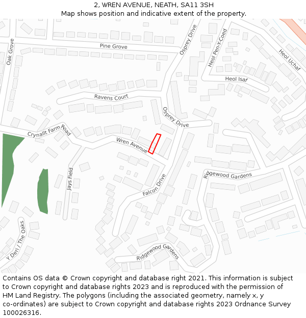 2, WREN AVENUE, NEATH, SA11 3SH: Location map and indicative extent of plot