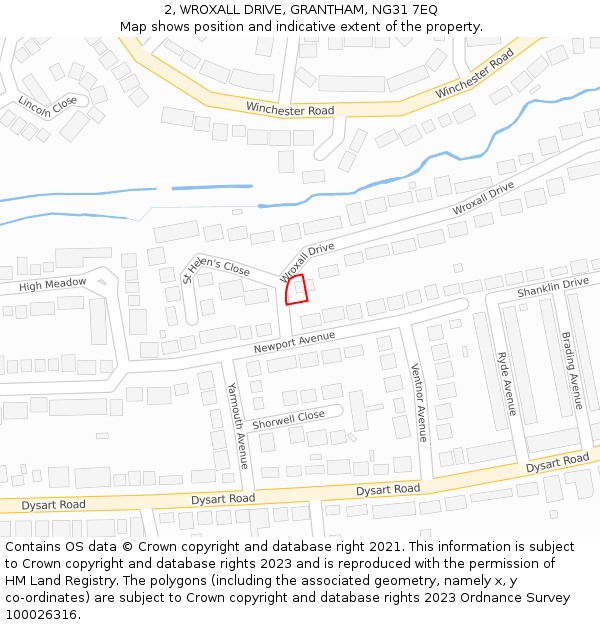 2, WROXALL DRIVE, GRANTHAM, NG31 7EQ: Location map and indicative extent of plot