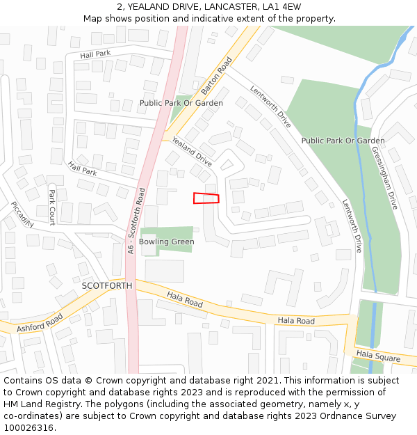 2, YEALAND DRIVE, LANCASTER, LA1 4EW: Location map and indicative extent of plot