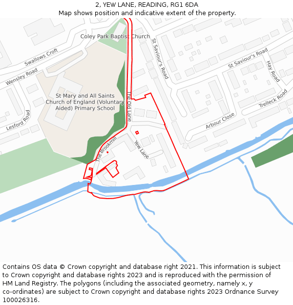 2, YEW LANE, READING, RG1 6DA: Location map and indicative extent of plot