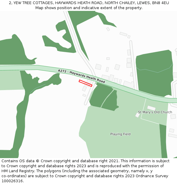 2, YEW TREE COTTAGES, HAYWARDS HEATH ROAD, NORTH CHAILEY, LEWES, BN8 4EU: Location map and indicative extent of plot