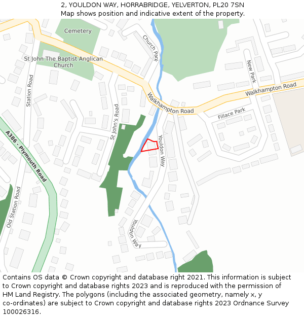 2, YOULDON WAY, HORRABRIDGE, YELVERTON, PL20 7SN: Location map and indicative extent of plot