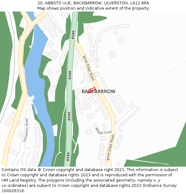 20, ABBOTS VUE, BACKBARROW, ULVERSTON, LA12 8RA: Location map and indicative extent of plot