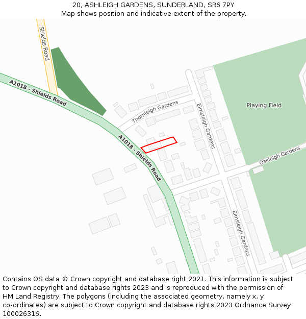 20, ASHLEIGH GARDENS, SUNDERLAND, SR6 7PY: Location map and indicative extent of plot