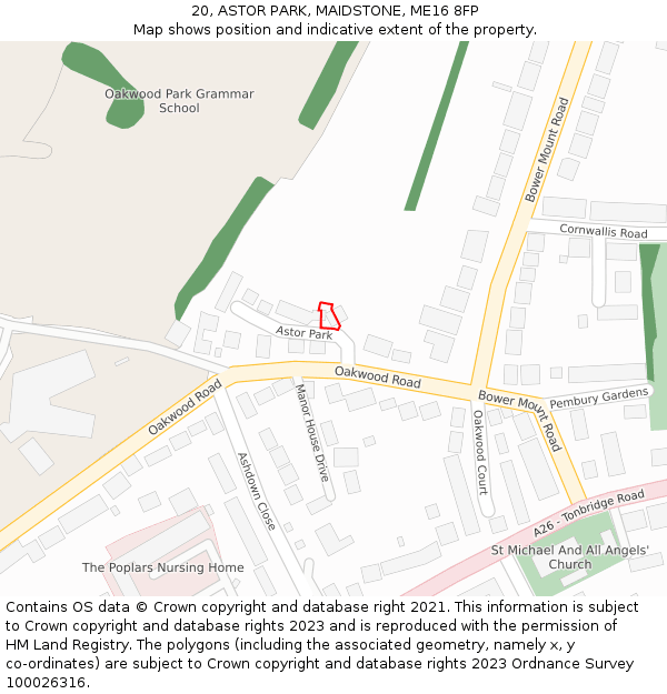 20, ASTOR PARK, MAIDSTONE, ME16 8FP: Location map and indicative extent of plot