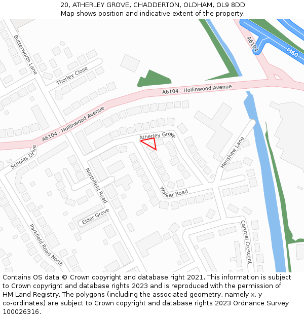 20, ATHERLEY GROVE, CHADDERTON, OLDHAM, OL9 8DD: Location map and indicative extent of plot