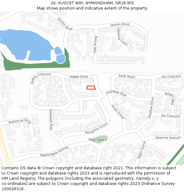 20, AVOCET WAY, WYMONDHAM, NR18 9FE: Location map and indicative extent of plot