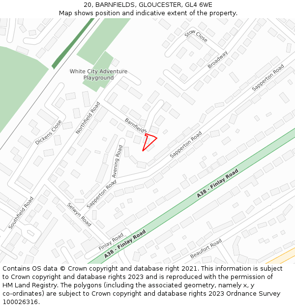 20, BARNFIELDS, GLOUCESTER, GL4 6WE: Location map and indicative extent of plot
