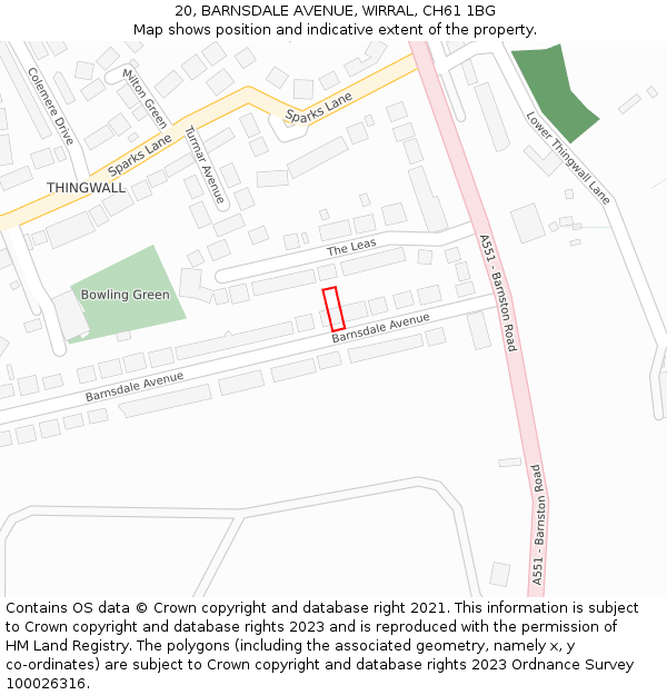 20, BARNSDALE AVENUE, WIRRAL, CH61 1BG: Location map and indicative extent of plot