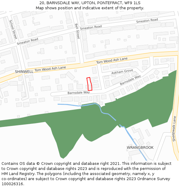 20, BARNSDALE WAY, UPTON, PONTEFRACT, WF9 1LS: Location map and indicative extent of plot