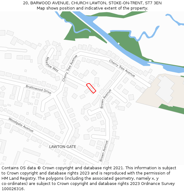 20, BARWOOD AVENUE, CHURCH LAWTON, STOKE-ON-TRENT, ST7 3EN: Location map and indicative extent of plot