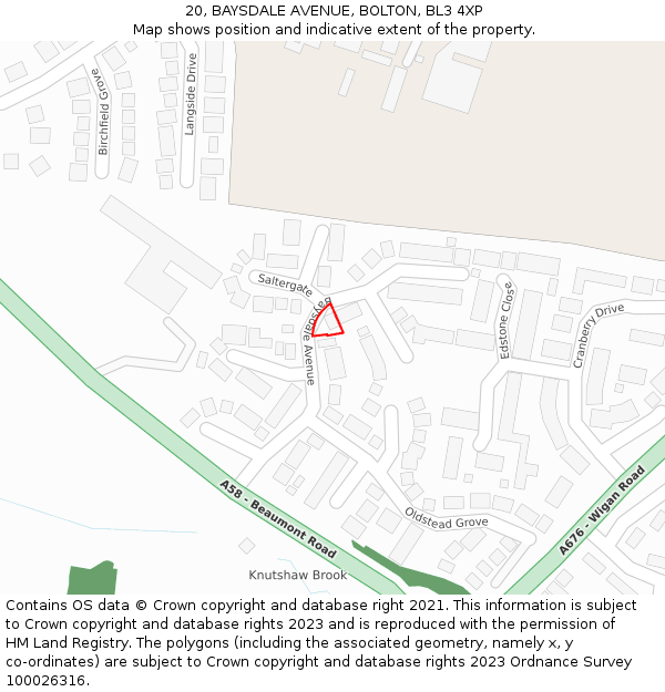 20, BAYSDALE AVENUE, BOLTON, BL3 4XP: Location map and indicative extent of plot