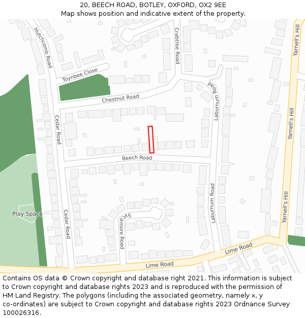 20, BEECH ROAD, BOTLEY, OXFORD, OX2 9EE: Location map and indicative extent of plot