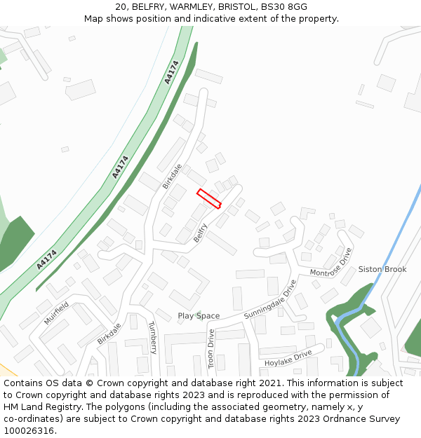 20, BELFRY, WARMLEY, BRISTOL, BS30 8GG: Location map and indicative extent of plot