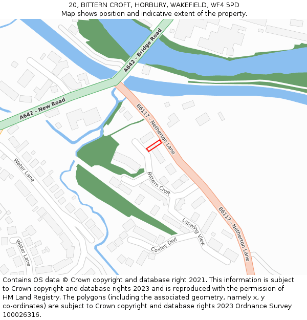 20, BITTERN CROFT, HORBURY, WAKEFIELD, WF4 5PD: Location map and indicative extent of plot