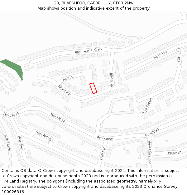 20, BLAEN IFOR, CAERPHILLY, CF83 2NW: Location map and indicative extent of plot