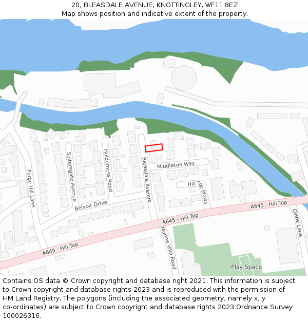 20, BLEASDALE AVENUE, KNOTTINGLEY, WF11 8EZ: Location map and indicative extent of plot