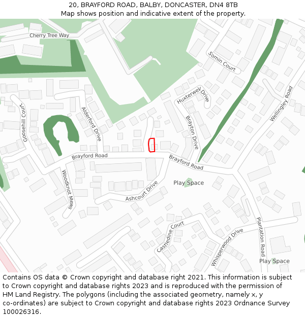 20, BRAYFORD ROAD, BALBY, DONCASTER, DN4 8TB: Location map and indicative extent of plot