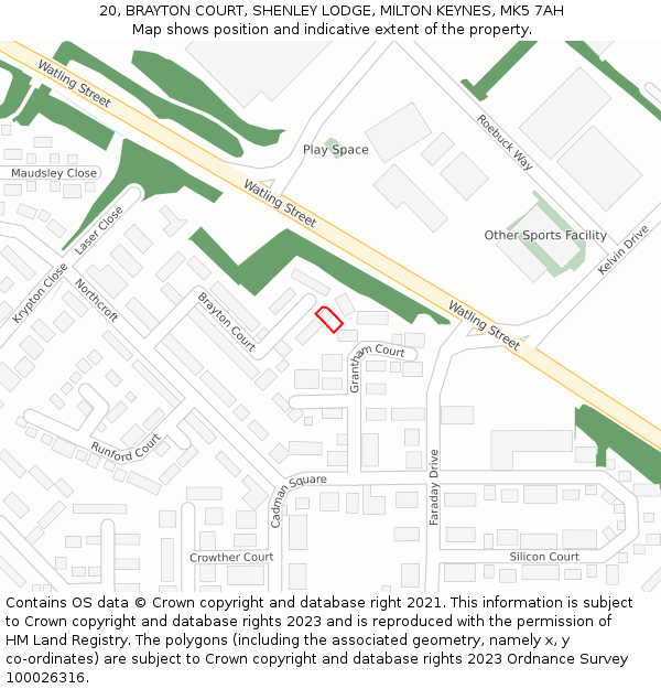 20, BRAYTON COURT, SHENLEY LODGE, MILTON KEYNES, MK5 7AH: Location map and indicative extent of plot