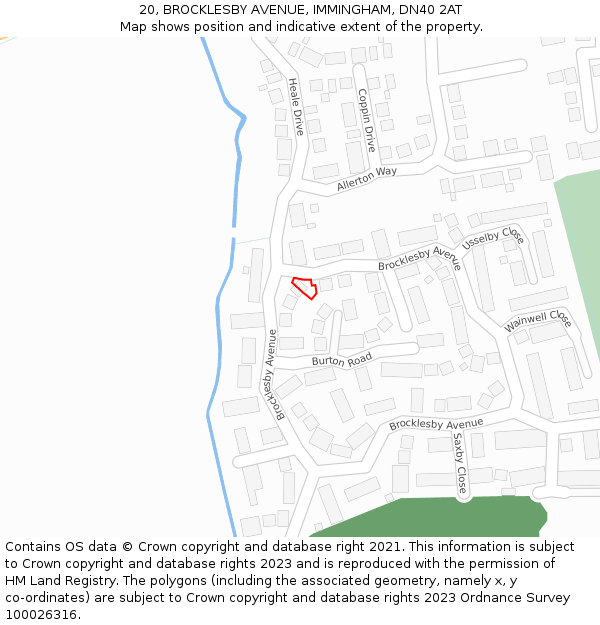 20, BROCKLESBY AVENUE, IMMINGHAM, DN40 2AT: Location map and indicative extent of plot
