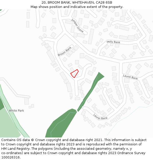 20, BROOM BANK, WHITEHAVEN, CA28 6SB: Location map and indicative extent of plot