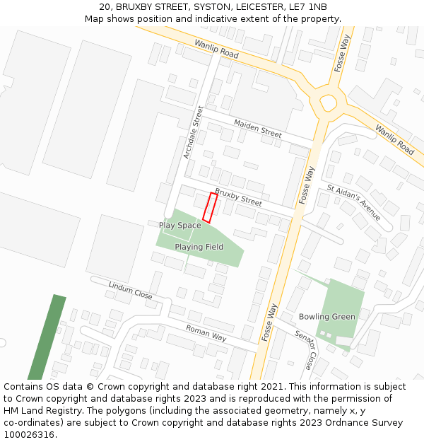 20, BRUXBY STREET, SYSTON, LEICESTER, LE7 1NB: Location map and indicative extent of plot