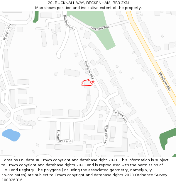 20, BUCKNALL WAY, BECKENHAM, BR3 3XN: Location map and indicative extent of plot