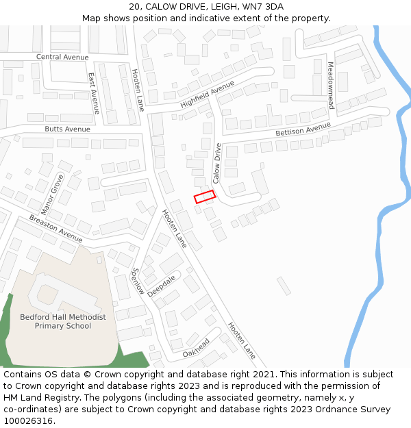 20, CALOW DRIVE, LEIGH, WN7 3DA: Location map and indicative extent of plot