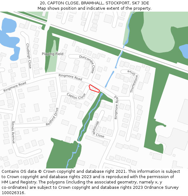 20, CAPTON CLOSE, BRAMHALL, STOCKPORT, SK7 3DE: Location map and indicative extent of plot