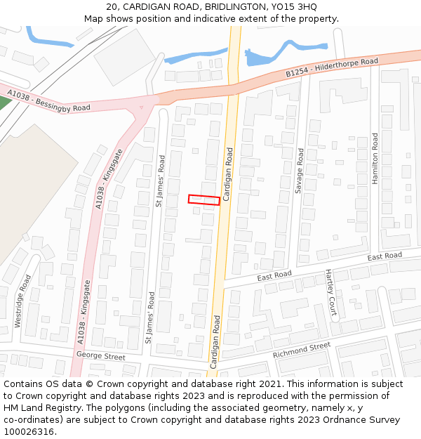 20, CARDIGAN ROAD, BRIDLINGTON, YO15 3HQ: Location map and indicative extent of plot