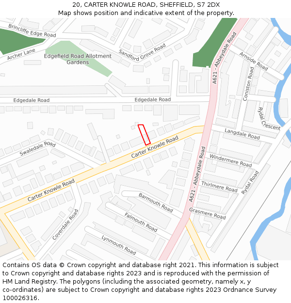 20, CARTER KNOWLE ROAD, SHEFFIELD, S7 2DX: Location map and indicative extent of plot