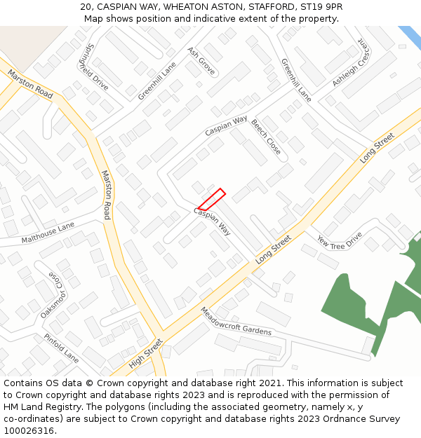 20, CASPIAN WAY, WHEATON ASTON, STAFFORD, ST19 9PR: Location map and indicative extent of plot