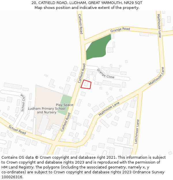 20, CATFIELD ROAD, LUDHAM, GREAT YARMOUTH, NR29 5QT: Location map and indicative extent of plot
