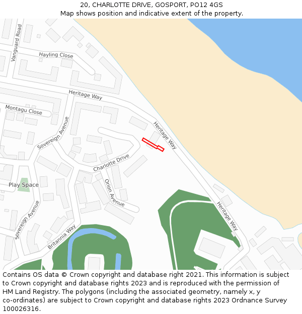 20, CHARLOTTE DRIVE, GOSPORT, PO12 4GS: Location map and indicative extent of plot
